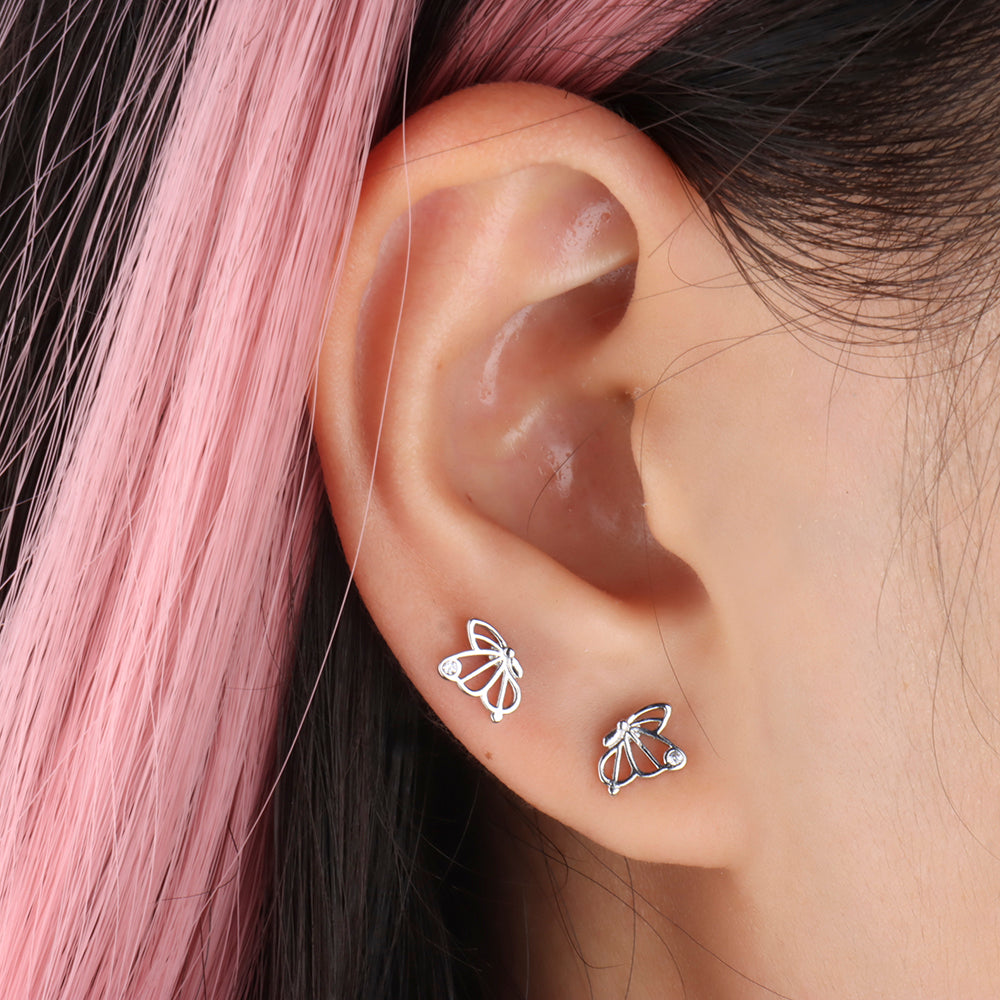 Glowing Butterfly Studs - Stainless Steel - Oumo Jewelry