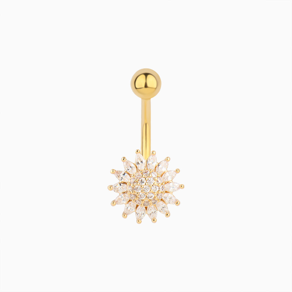 Gorgeous Flower Belly Ring - Stainless Steel - Navel - Oumo Jewelry