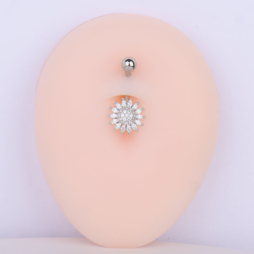 Gorgeous Flower Belly Ring - Stainless Steel - Navel - Oumo Jewelry