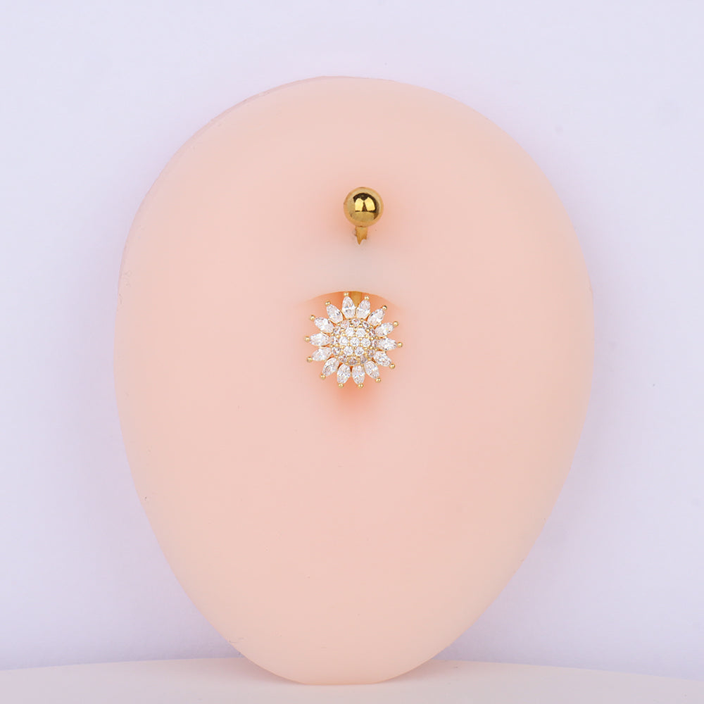 Gorgeous Flower Belly Ring - Stainless Steel - Navel - Oumo Jewelry