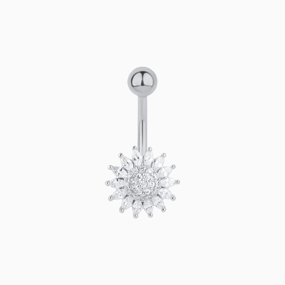 Gorgeous Flower Belly Ring - Stainless Steel - Navel - Oumo Jewelry