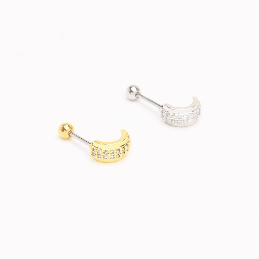 Half Huggie Stud - Stainless Steel - Upper Lobe, Helix - Oumo Jewelry