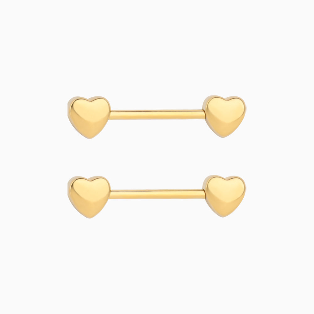 Heart Nipple Rings - Stainless Steel - Oumo Jewelry