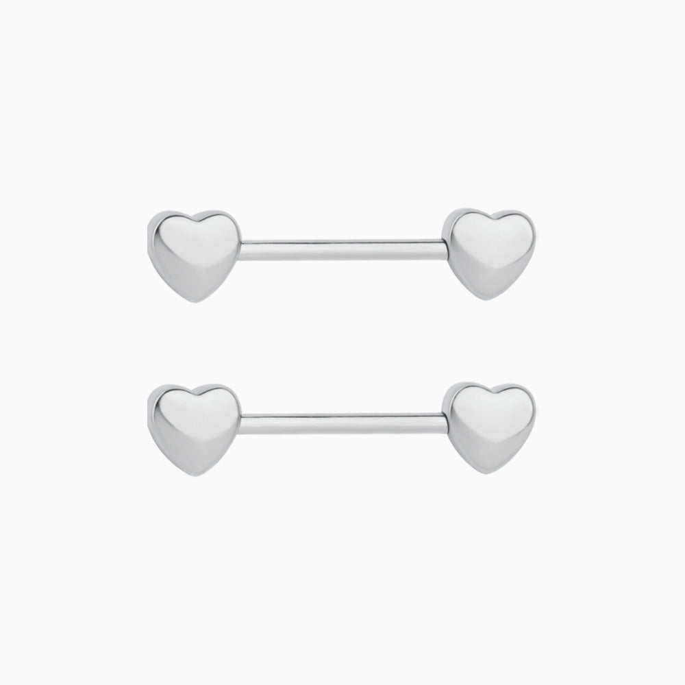Heart Nipple Rings - Stainless Steel - Oumo Jewelry
