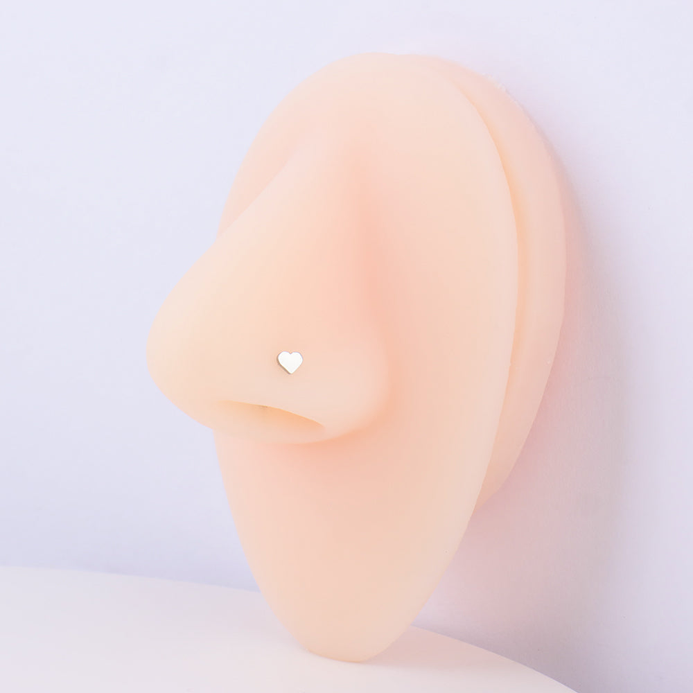 Heart Nose Stud - Stainless Steel - Nostril - Oumo Jewelry