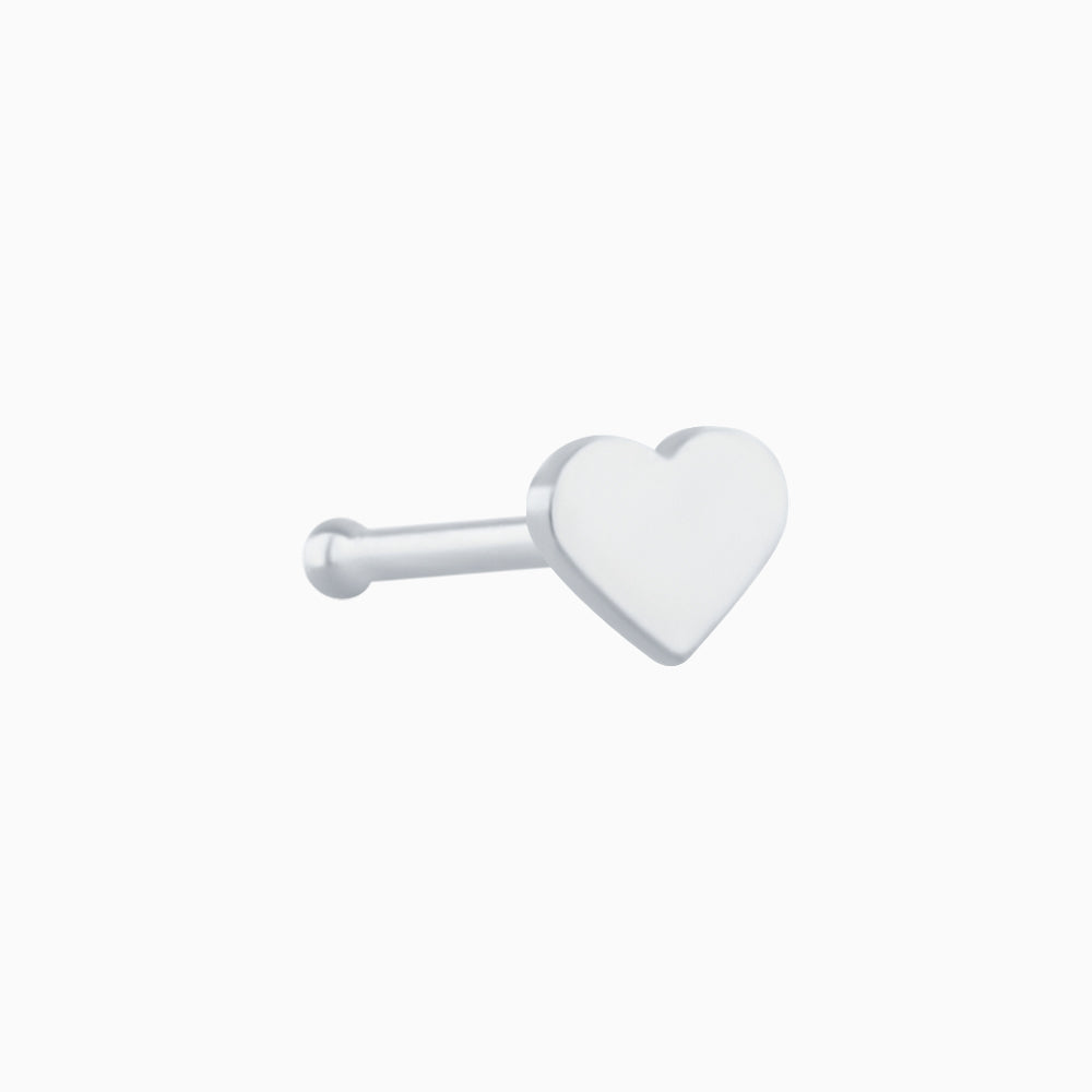 Heart Nose Stud - Stainless Steel - Nostril - Oumo Jewelry