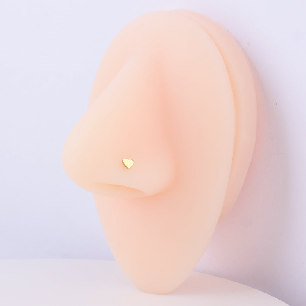 Heart Nose Stud - Stainless Steel - Nostril - Oumo Jewelry