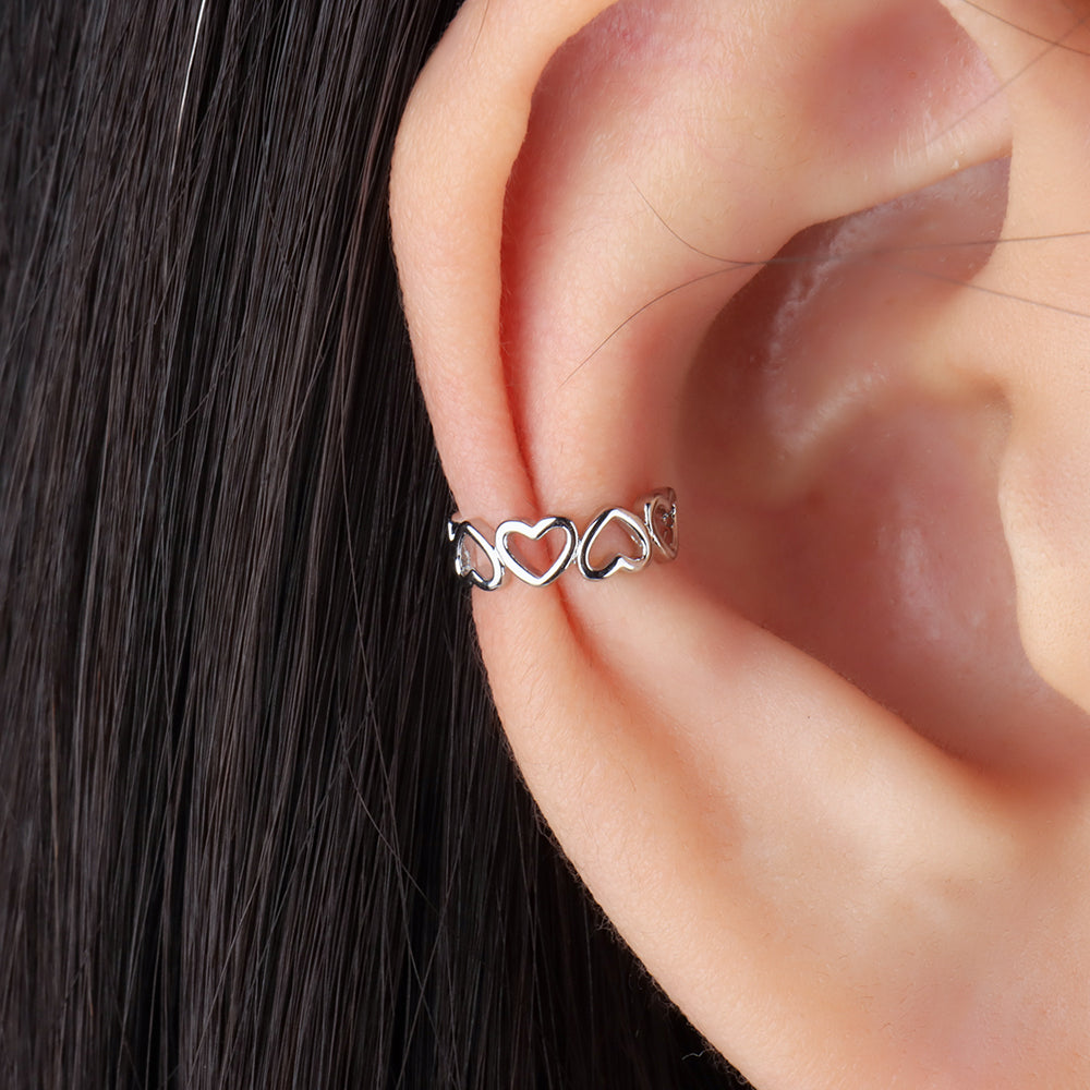 Heart to Heart Ear Cuff - Brass - Oumo Jewelry