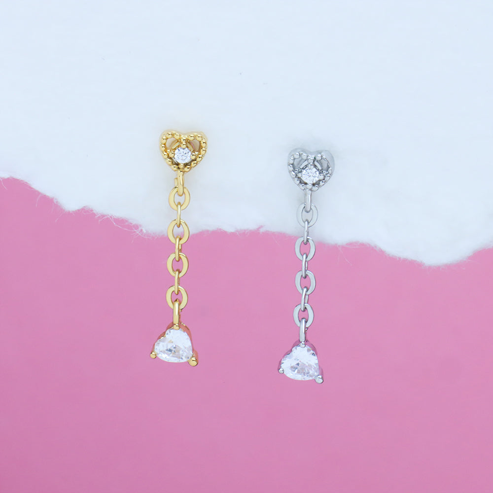 Hearts Chain Earring - Upper Lobe - Oumo Jewelry