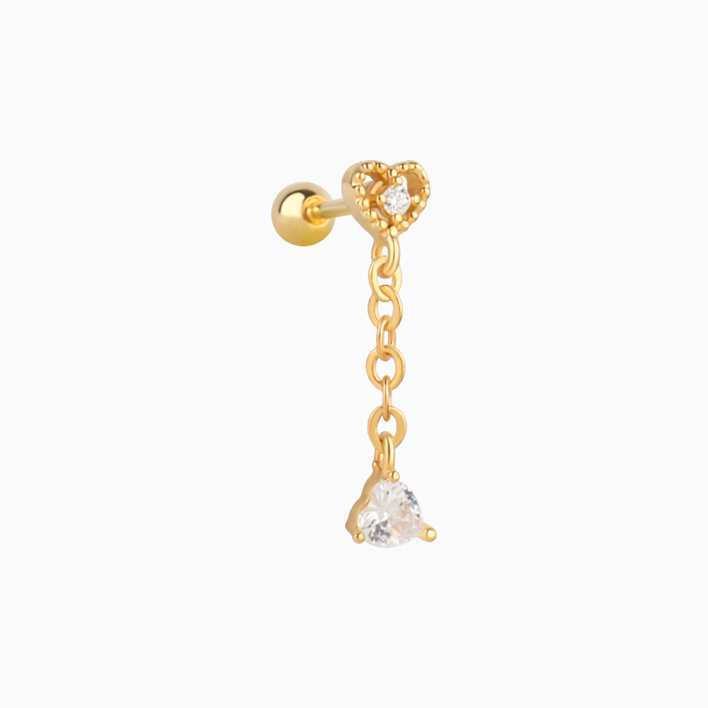 Hearts Chain Earring - Upper Lobe - Oumo Jewelry