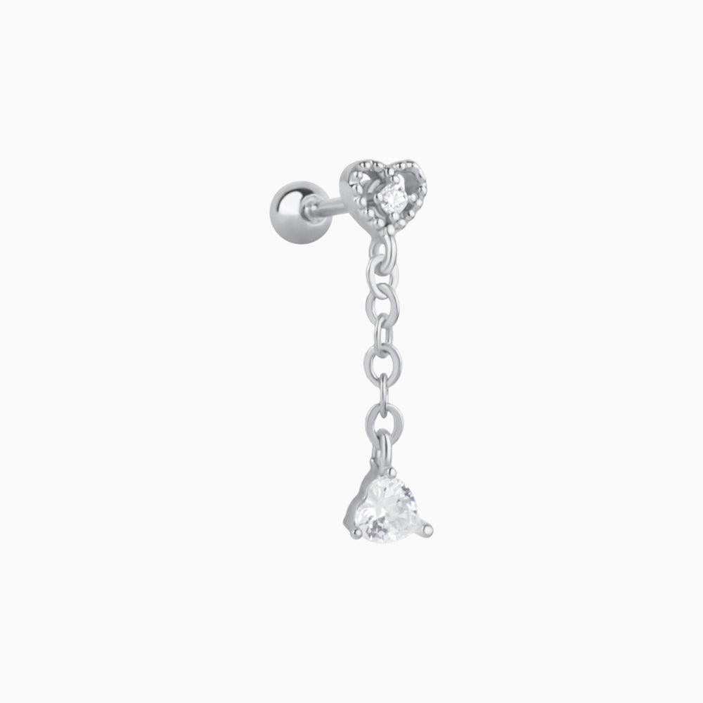 Hearts Chain Earring - Upper Lobe - Oumo Jewelry