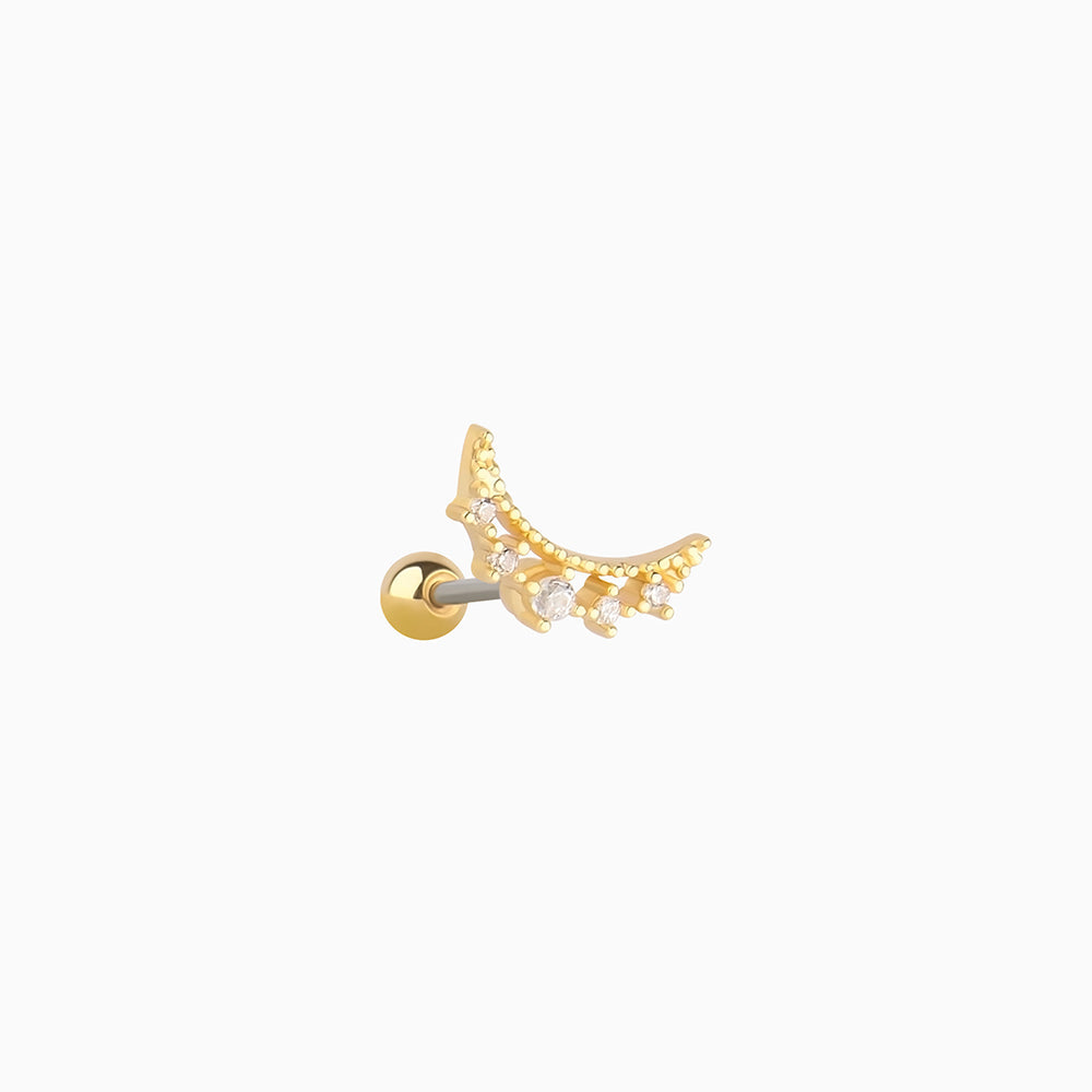Hollow Crescent Stud - Stainless Steel - Upper Lobe, Flat, Helix - Oumo Jewelry