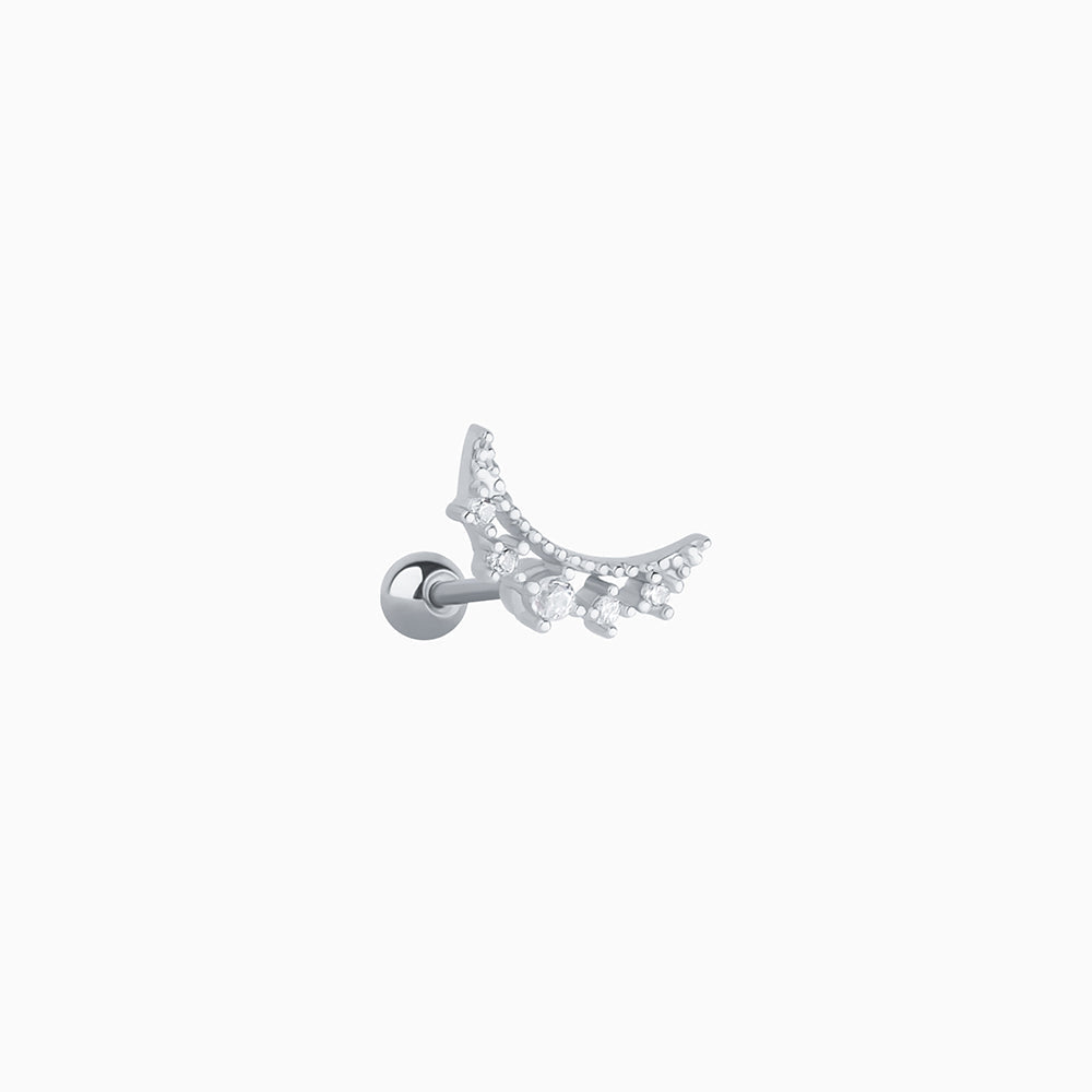 Hollow Crescent Stud - Stainless Steel - Upper Lobe, Flat, Helix - Oumo Jewelry