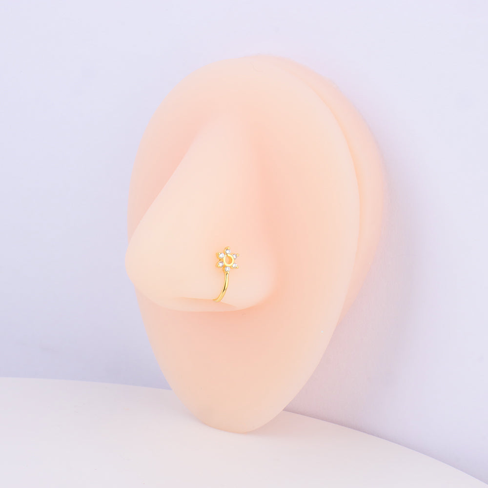 Hollow Flower Nose Cuff - Stainless Steel - Oumo Jewelry