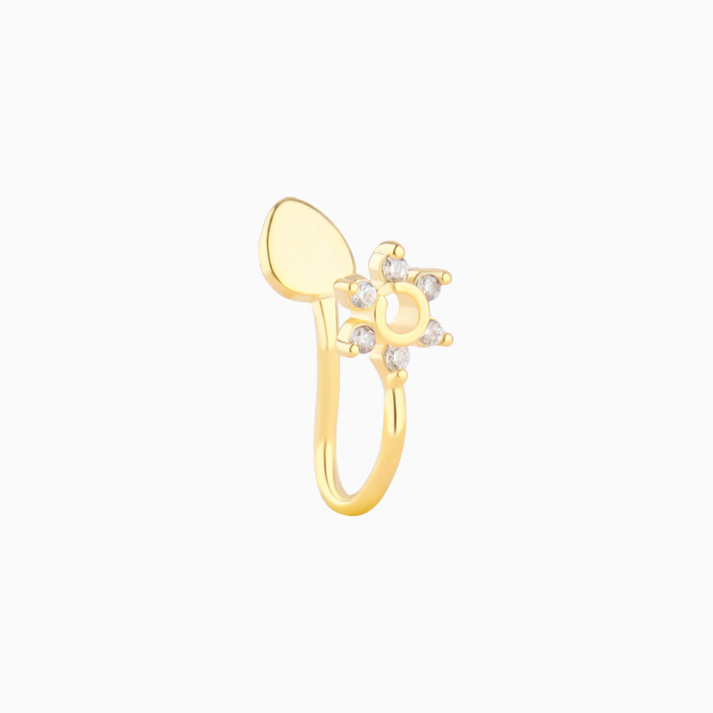 Hollow Flower Nose Cuff - Stainless Steel - Oumo Jewelry