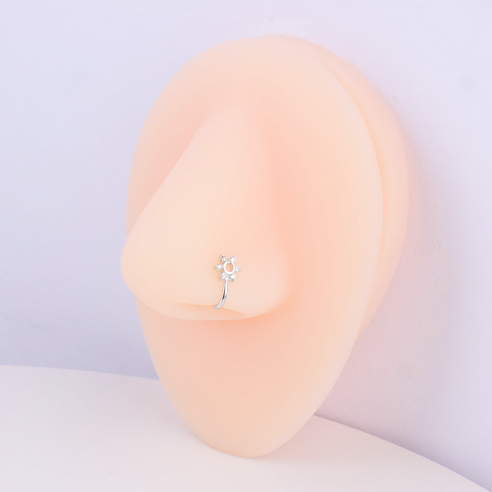 Hollow Flower Nose Cuff - Stainless Steel - Oumo Jewelry