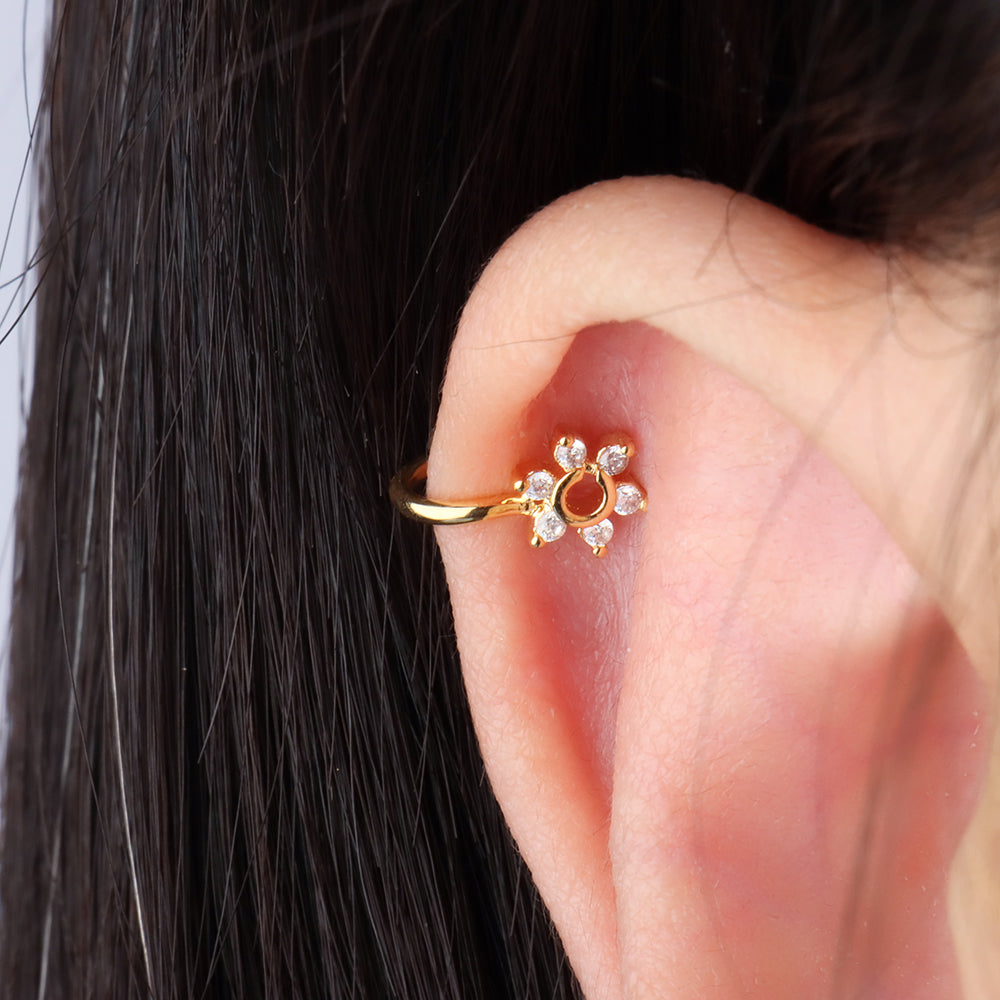 Hollow Flower Nose Cuff - Stainless Steel - Oumo Jewelry