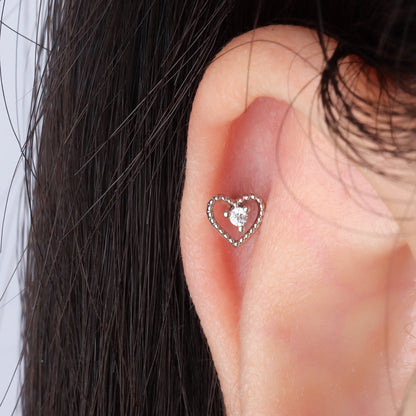 Hollow Heart Stud - OhmoJewelry