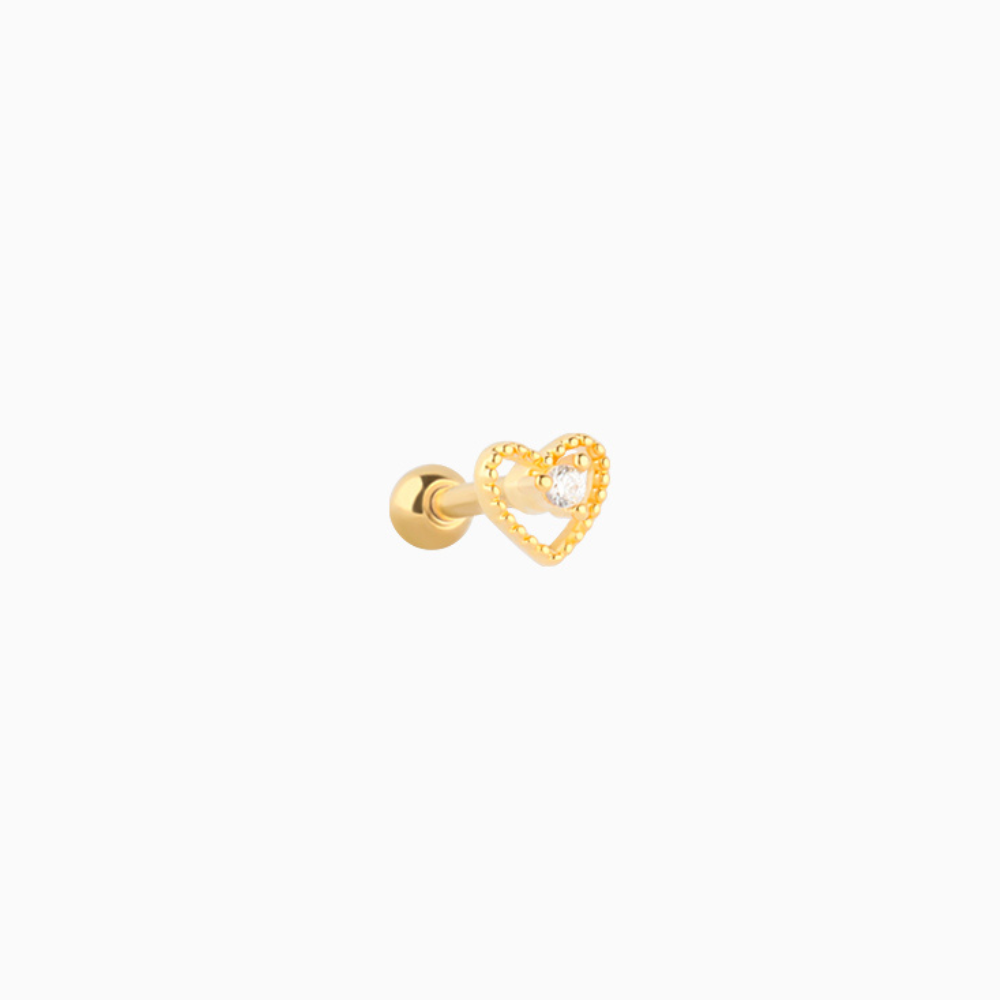 Hollow Heart Stud - Stainless Steel - Upper Lobe, Helix, Flat - Oumo Jewelry