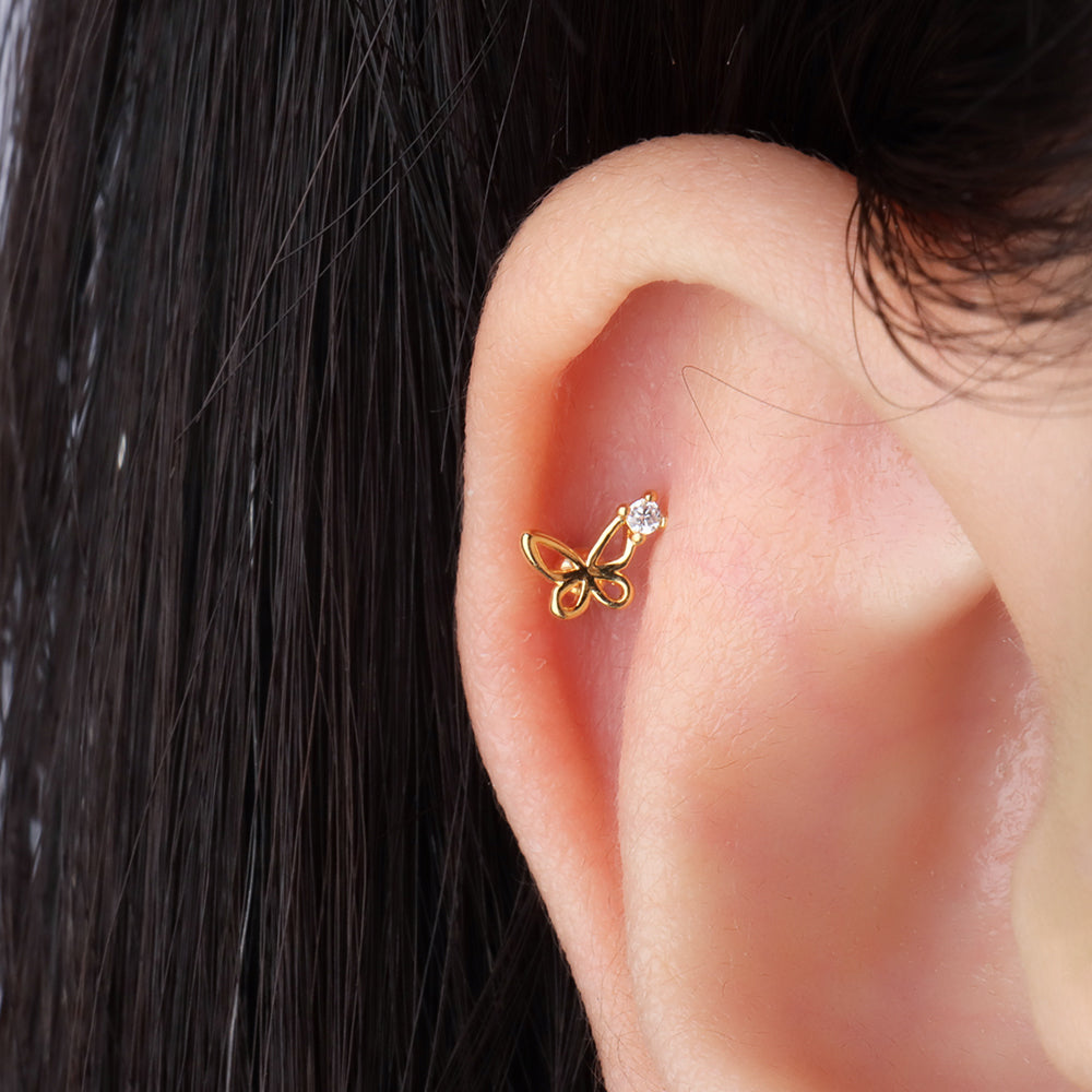 Hollow Playful Butterfly Stud - OhmoJewelry