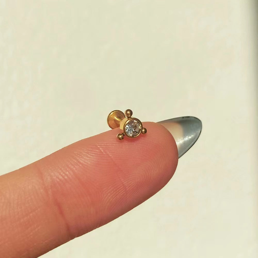 Hope Flatback Stud - Stainless Steel - Helix, Upper Lobe, Conch - Oumo Jewelry