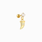 Horn Drop Earring - Stainless Steel - Upper Lobe, Flat - Oumo Jewelry
