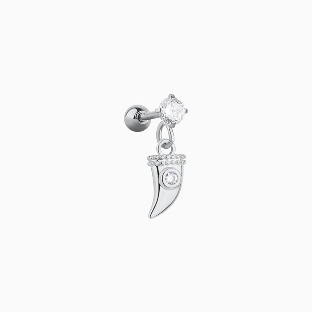 Horn Drop Earring - Stainless Steel - Upper Lobe, Flat - Oumo Jewelry
