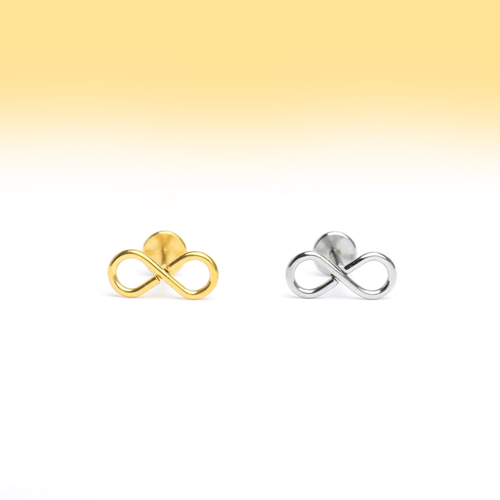 Infinite Flatback Stud - Stainless Steel - Helix, Upper Lobe, Flat - Oumo Jewelry