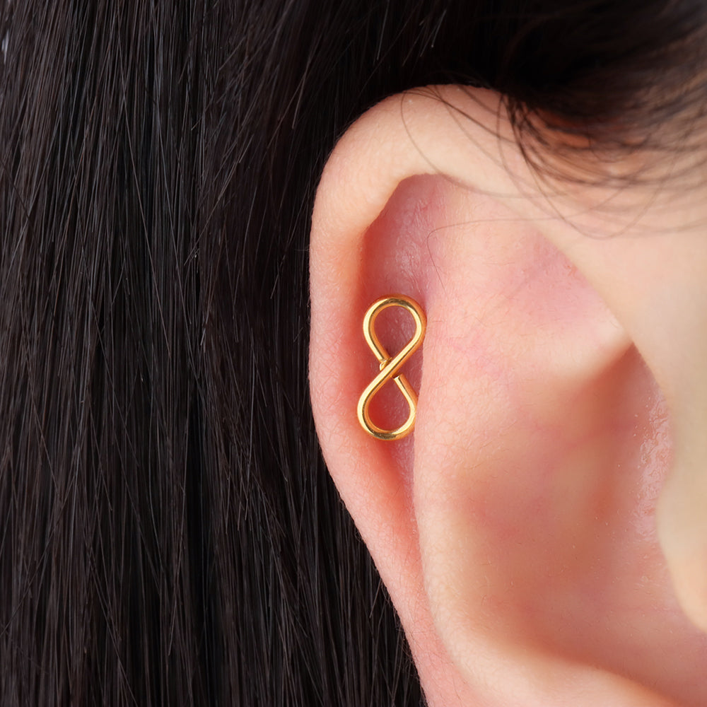 Infinite Flatback Stud - Stainless Steel - Helix, Upper Lobe, Flat - Oumo Jewelry