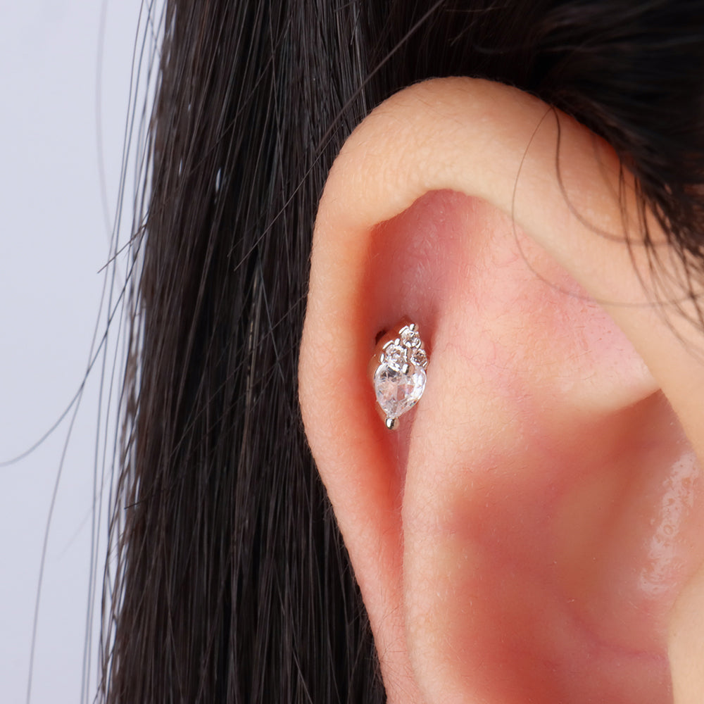 Leaf Love Stud - Stainless Steel - Upper Lobe, Helix - Oumo Jewelry