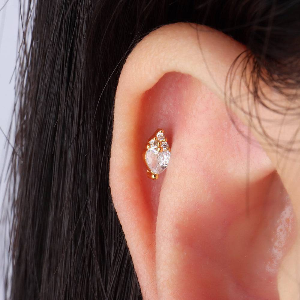 Leaf Love Stud - Stainless Steel - Upper Lobe, Helix - Oumo Jewelry