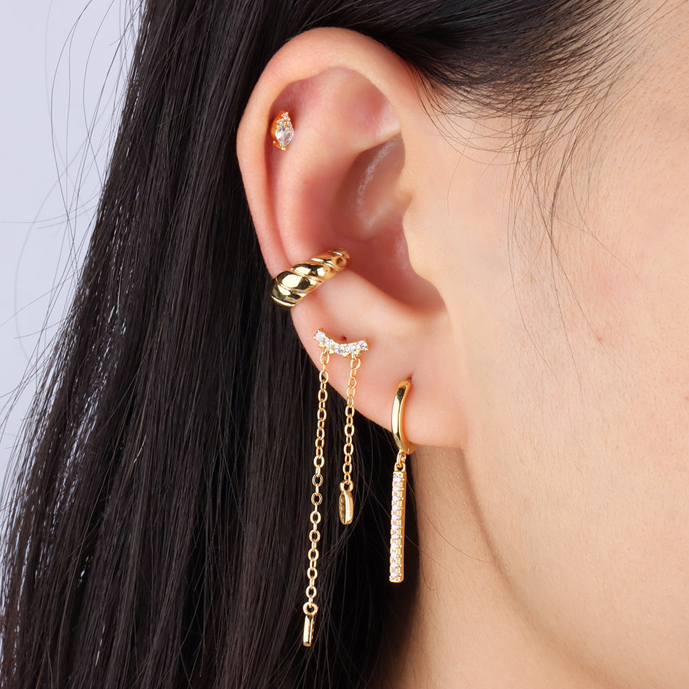Leaf Love Stud - Stainless Steel - Upper Lobe, Helix - Oumo Jewelry
