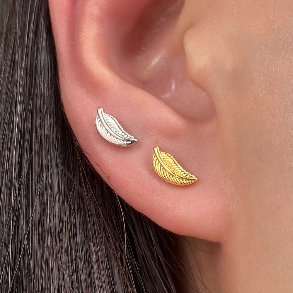 Leaf Stud - OhmoJewelry