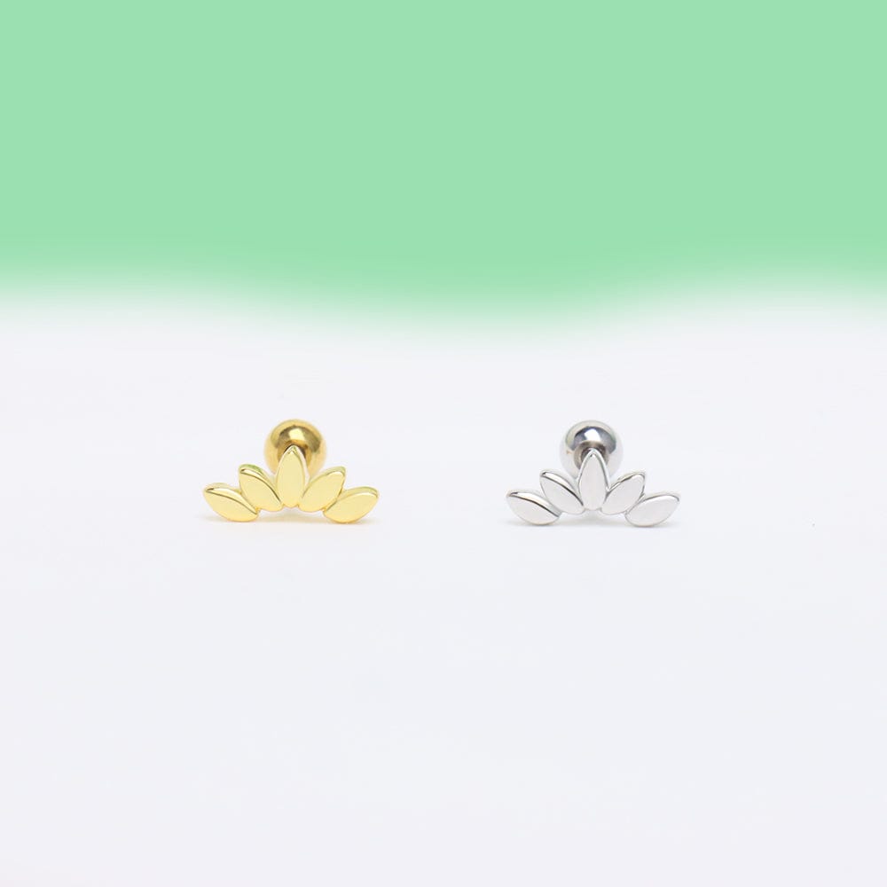 Leaf Stud - Stainless Steel - Upper Lobe, Helix, Flat - Oumo Jewelry