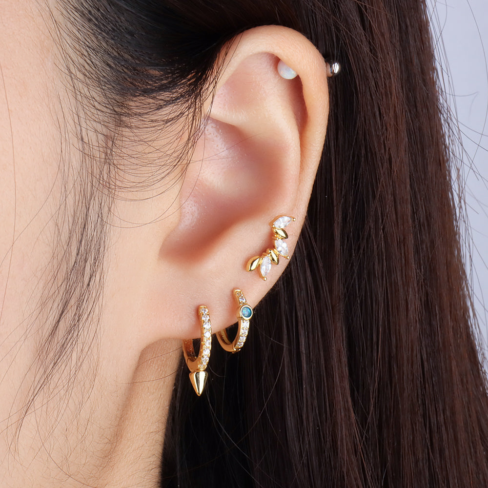 Leaf Wing Stud - Stainless Steel - Upper Lobe, Helix, Flat - Oumo Jewelry