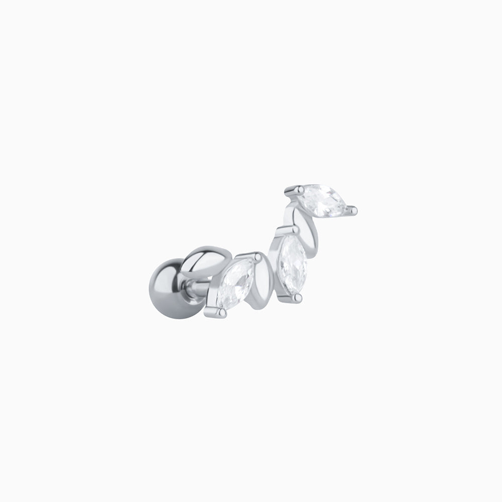 Leaf Wing Stud - Stainless Steel - Upper Lobe, Helix, Flat - Oumo Jewelry