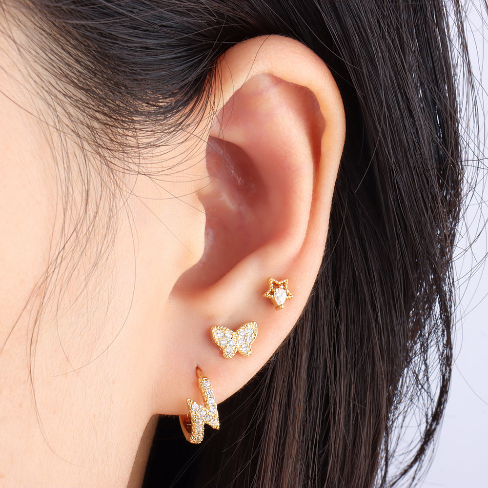 Letter N Hoop - Brass - Lobe - Oumo Jewelry
