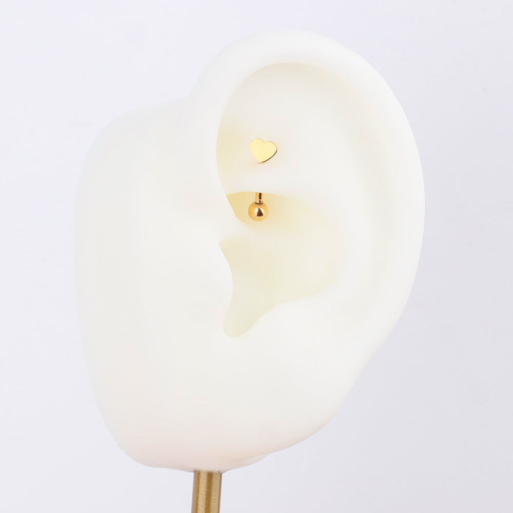 Love Curved Barbell - Stainless Steel - Rook, Eyebrow, Vertical Labret - Oumo Jewelry