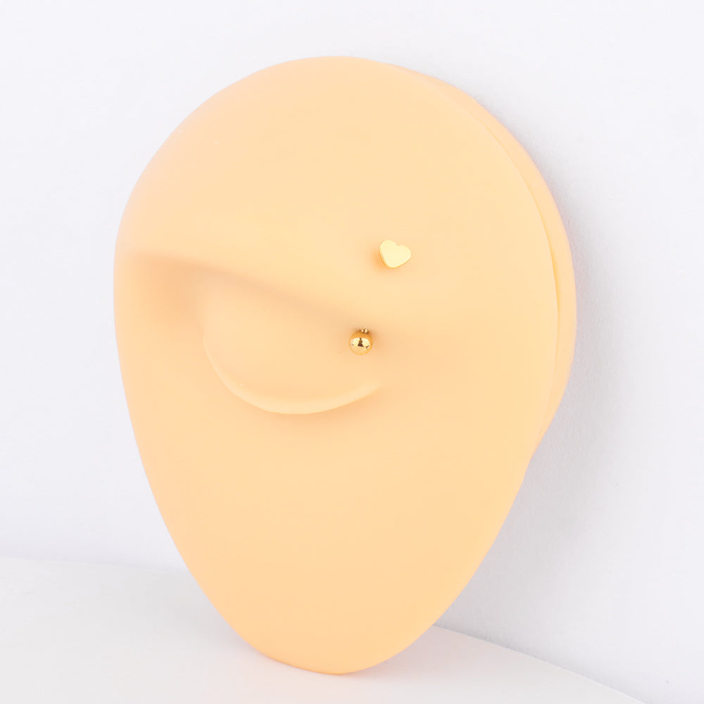 Love Curved Barbell - Stainless Steel - Rook, Eyebrow, Vertical Labret - Oumo Jewelry