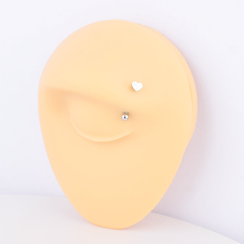 Love Curved Barbell - Stainless Steel - Rook, Eyebrow, Vertical Labret - Oumo Jewelry