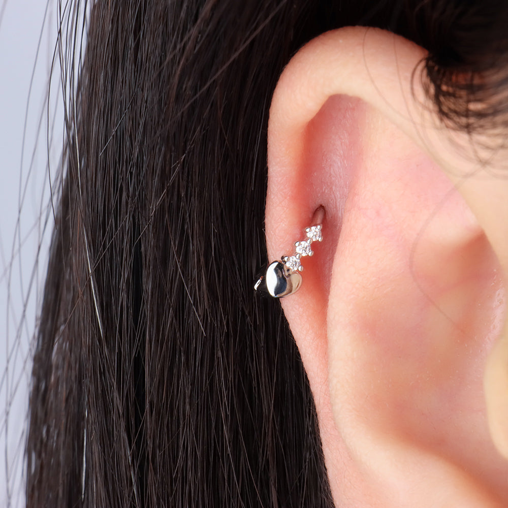 Love Helix Hoop - Stainless Steel - Upper Lobe, Helix - Oumo Jewelry