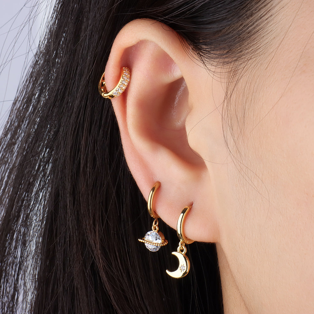Love Sparkle Helix Hoop - Stainless Steel - Upper Lobe, Helix - Oumo Jewelry