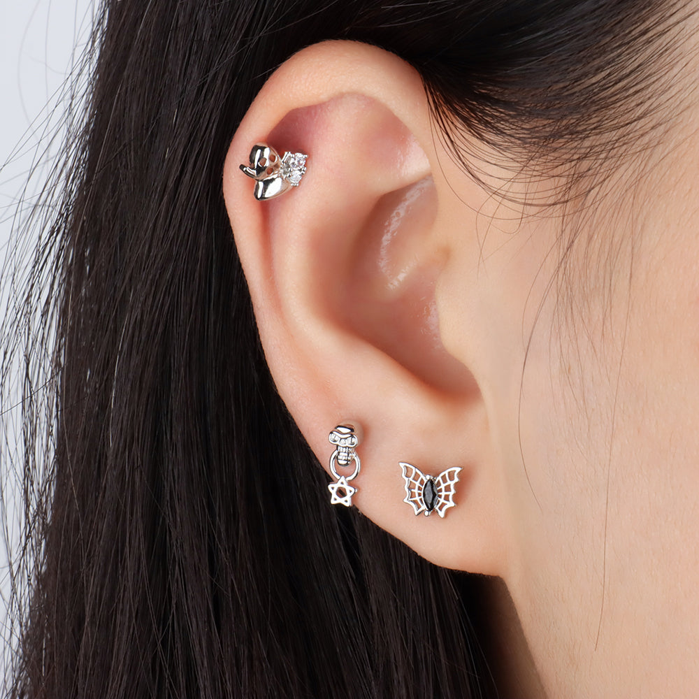 Magic Butterfly Stud - Stainless Steel - Upper Lobe, Helix - Oumo Jewelry