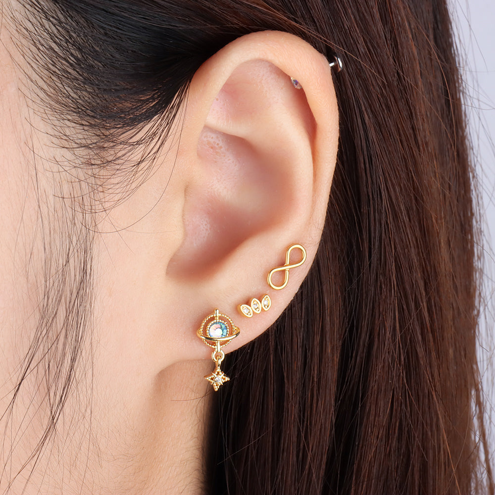 Marquise Stud - Stainless Steel - Upper Lobe, Helix, Flat - Oumo Jewelry