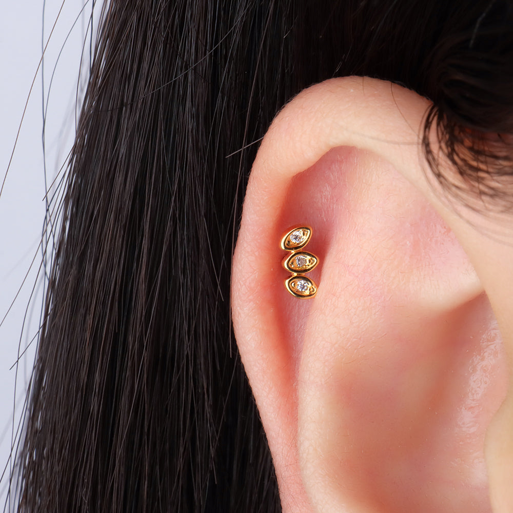 Marquise Stud - Stainless Steel - Upper Lobe, Helix, Flat - Oumo Jewelry