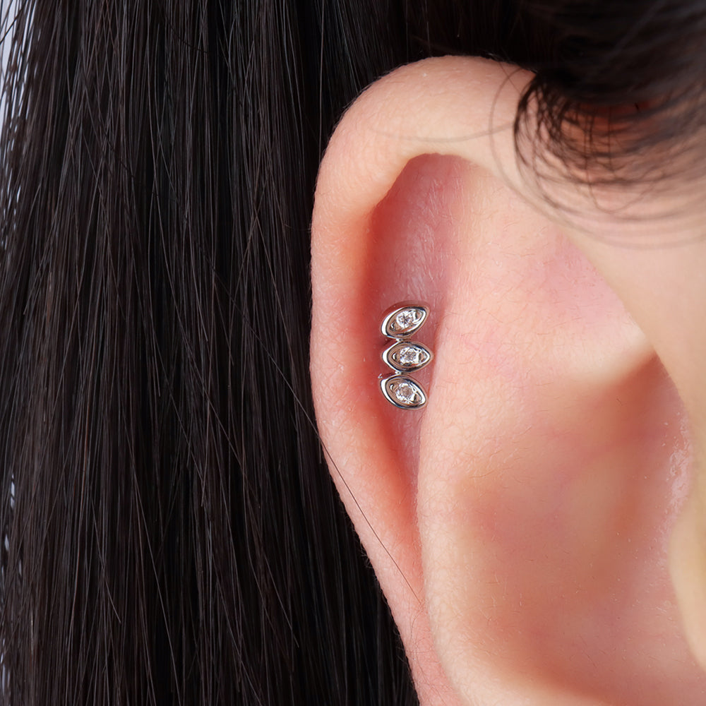 Marquise Stud - Stainless Steel - Upper Lobe, Helix, Flat - Oumo Jewelry