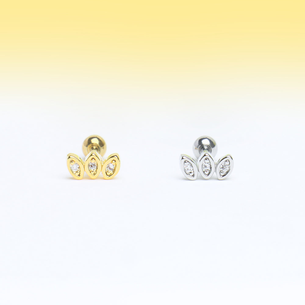 Marquise Stud - Stainless Steel - Upper Lobe, Helix, Flat - Oumo Jewelry