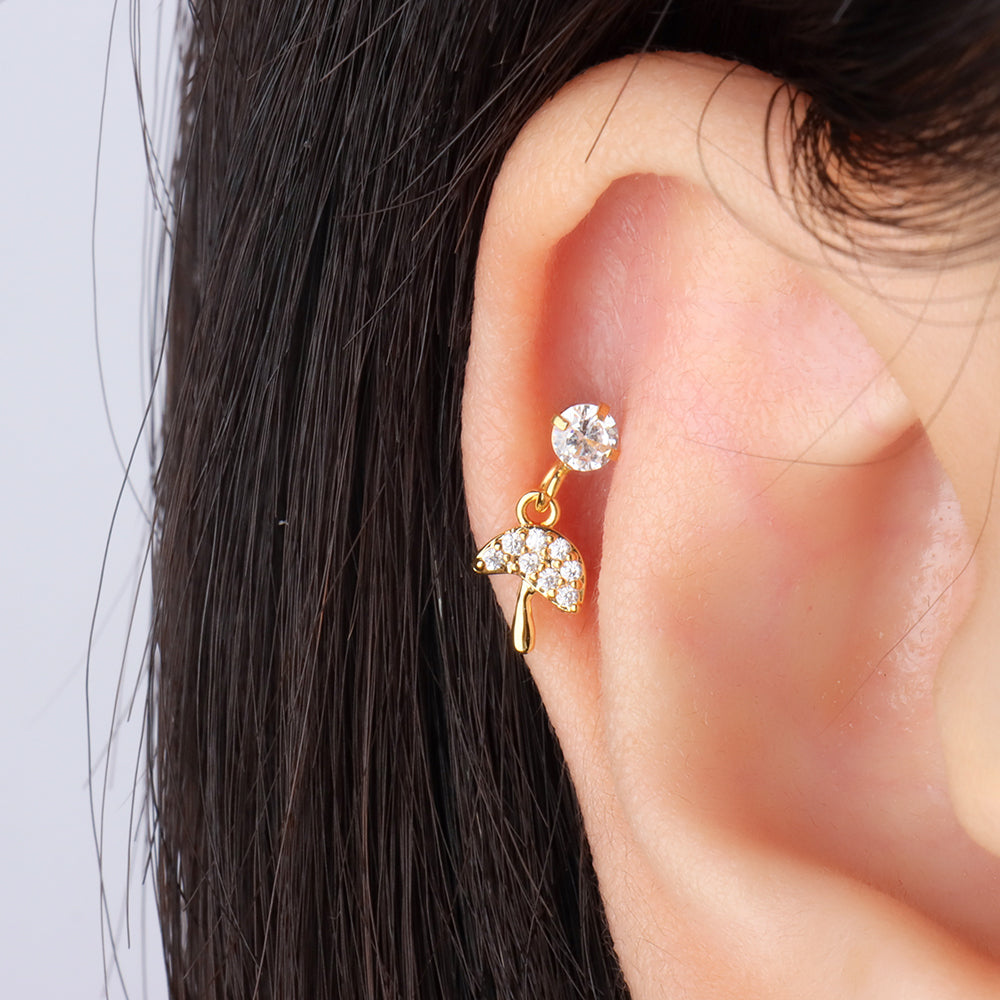 Mushroom Drop - Stainless Steel - Upper Lobe, Flat - Oumo Jewelry