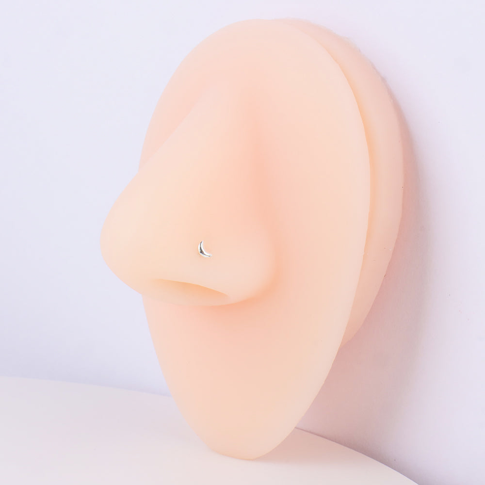 Crescent Moon Nose Stud - Sterling Silver 925 - Nostril - Oumo Jewelry