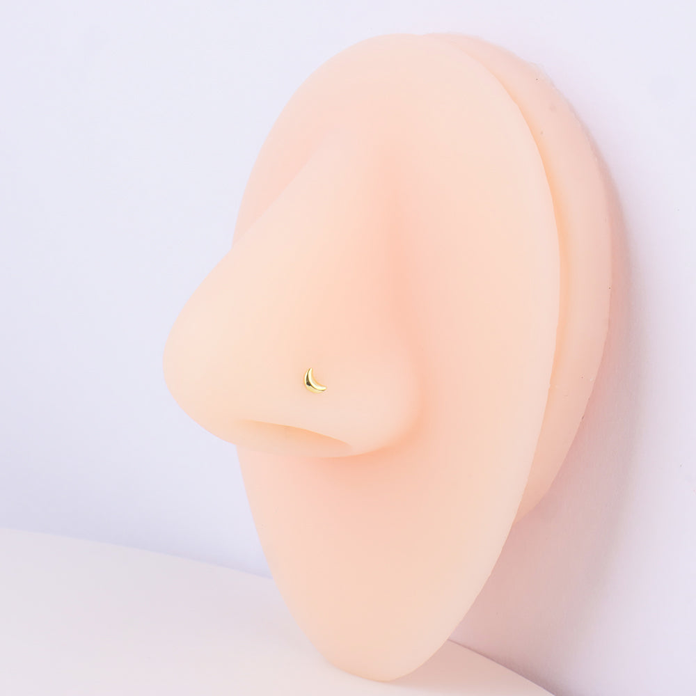 Crescent Moon Nose Stud - Sterling Silver 925 - Nostril - Oumo Jewelry